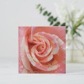 Rosa Rosenherz mit Abtropfen Karte (Stehend Vorderseite)