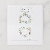 Rosa Rosenherz-Rahmen auf weißem Hochzeitsdesign Platzkarte (Außenseite Aufgefaltet)