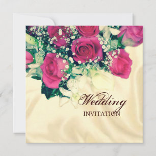 Rosa Rosenhochzeit mit elegantem Gipskraut Einladung