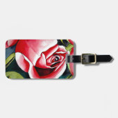 Rosa Rosenknospe Aquarellmalerei Blume Gepäckanhänger (Vorderseite horizontal)