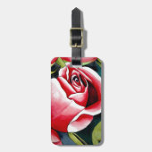 Rosa Rosenknospe Aquarellmalerei Blume Gepäckanhänger (Vorderseite vertikal)