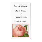 Rosa Rosenknospe bearbeitet Save the Date Labels (Vorne)