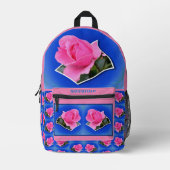 Rosa Rosenknospe-Blume Bedruckter Rucksack (Vorderseite)