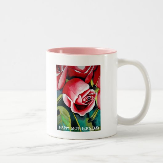 Rosa Rosenknospe Blume Glücklich Muttertag Tasse (Rechts)