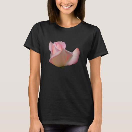 Rosa Rosenknospe Blumen T-Shirt (Vorderseite)