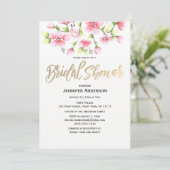 Rosa Rosenknospe-Brautparty Einladung (Stehend Vorderseite)