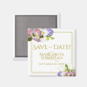 Rosa Rosenknospe & Calla Lilies Wedding Save the D Magnet (Vorderseite/Rückseite)