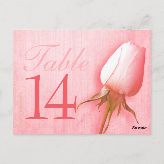 Rosa Rosenknospe Hochzeit Tischnummer 10-39 Postka (Rückseite)