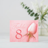 Rosa Rosenknospe Hochzeit Tischnummer 1-9 Postkart (Stehend Vorderseite)