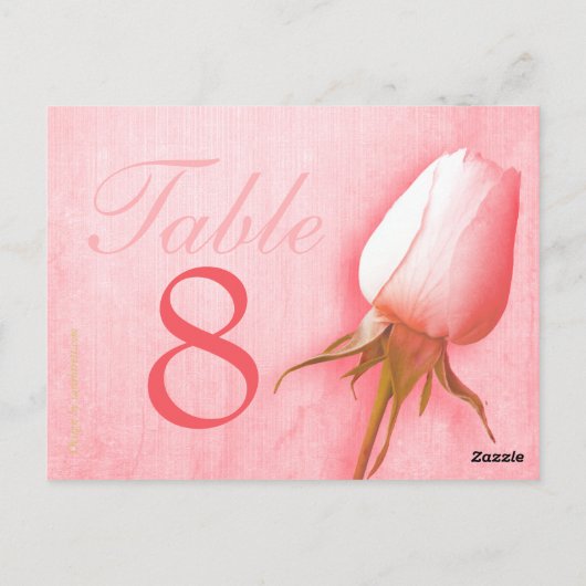 Rosa Rosenknospe Hochzeit Tischnummer 1-9 Postkart (Rückseite)