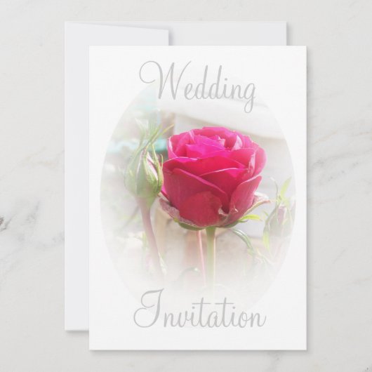 Rosa Rosenknospe Hochzeitseinladung Einladung (Vorderseite)