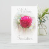 Rosa Rosenknospe Hochzeitseinladung Einladung (Stehend Vorderseite)