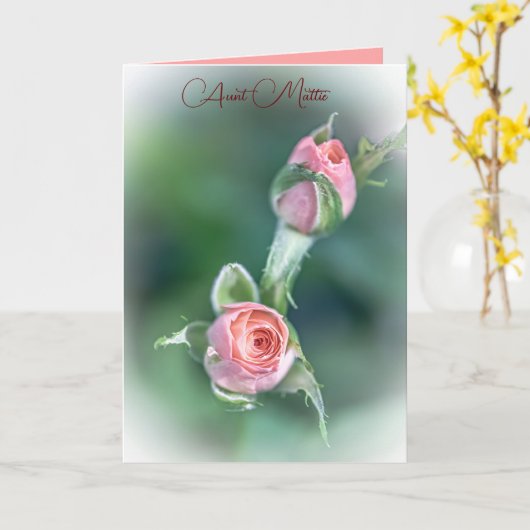 Rosa Rosenknospe Karte (Gelbe Blume)