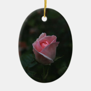 Rosa Rosenknospe Keramik Ornament