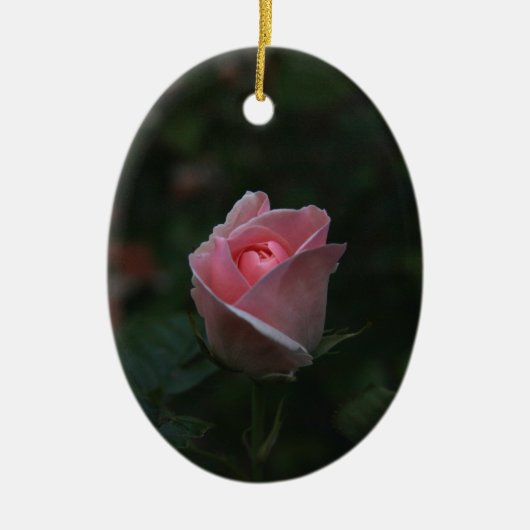 Rosa Rosenknospe Keramik Ornament (Vorne)