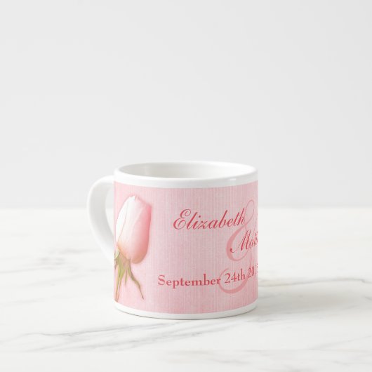 Rosa Rosenknospe Sake Hochzeit Espresso Tasse (Vorderseite Links)