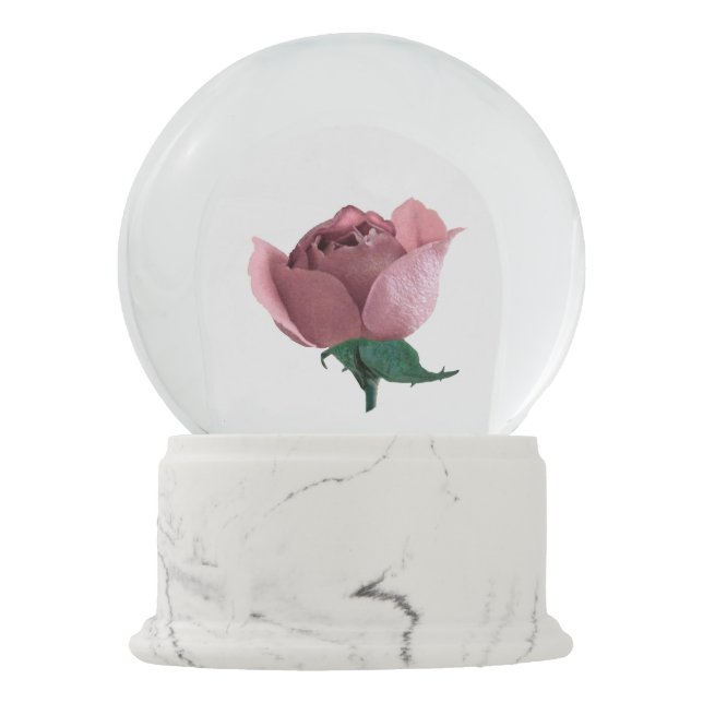 Rosa Rosenknospe-Schnee-Kugel Schneekugel (Rückseite)