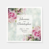 Rosa Rosenknospe und Peonies Elegante Hochzeit Serviette (Vorderseite)