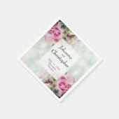 Rosa Rosenknospe und Peonies Elegante Hochzeit Serviette (Ecke)