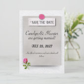 Rosa Rosenknospe Wedding Ankündigung Save the Date (Stehend Vorderseite)