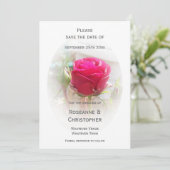 Rosa Rosenknospe Wedding Save The Date (Stehend Vorderseite)