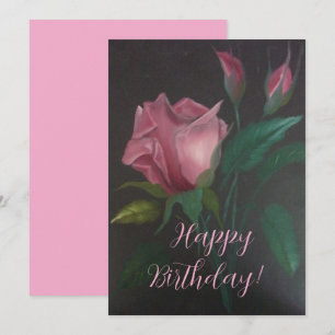 Rosa Rosenknospen Flach Grußkarte