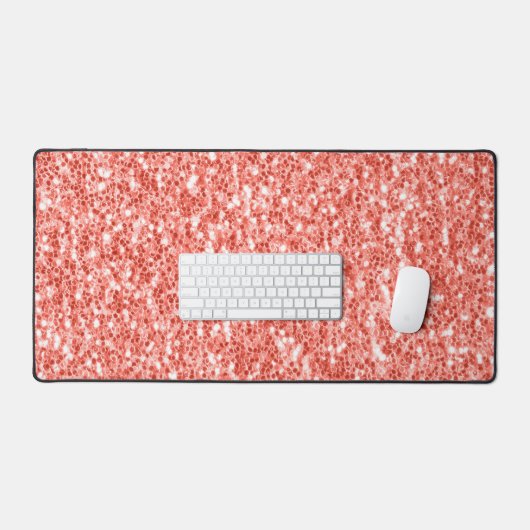 Rosa Rosenkoralle glänzend Glitzer Glitzern Schreibtischunterlage (Tastatur & Maus)