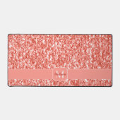 Rosa Rosenkoralle glänzende Glitzer Glitzern Monog Schreibtischunterlage (Vorderseite)