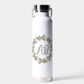 Rosa Rosenkranz-Monogramm-Wasserflasche Trinkflasche (Vorne)