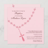 Rosa Rosenkranzperle-Baby-Taufe Inviation Einladung (Vorne/Hinten)