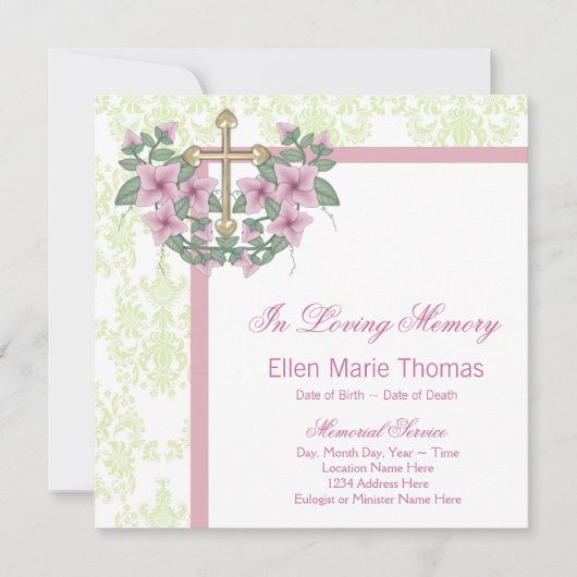 Rosa Rosenkreuz in liebenswertem Gedächtnis Einladung (Vorderseite)