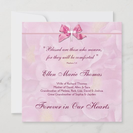 Rosa Rosenkreuz in liebenswertem Gedächtnis Einladung (Rückseite)