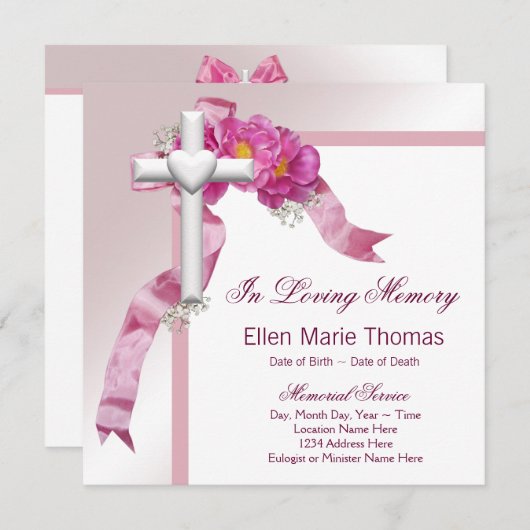 Rosa Rosenkreuz in liebenswertem Gedächtnis Einladung (Vorne/Hinten)