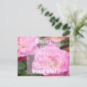 Rosa Rosenlächeln Postkarte (Stehend Vorderseite)