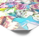 Rosa Rosenmalerei Druck, Werteplakat Poster (Ecke)