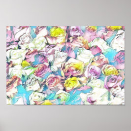 Rosa Rosenmalerei Druck, Werteplakat Poster