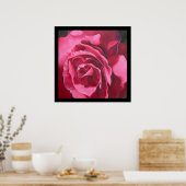 Rosa Rosenmalerei mit Schwarz-Border Art Poster (Küche)