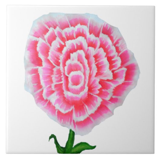 Rosa Rosenmalerei Tile Fliese (Vorderseite)