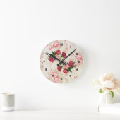 Rosa Rosenmauer Runde Wanduhr (Zuhause)