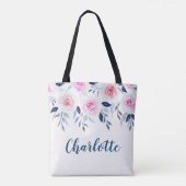 Rosa Rosenmit blumenwatercolor-personalisierter Tasche (Rückseite)