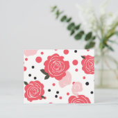 Rosa Rosenmuster Feiertagspostkarte (Stehend Vorderseite)