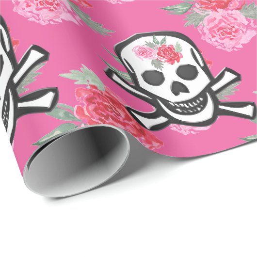 Rosa Rosenmuster Geschenkpapier (Rolleneckpunkt)