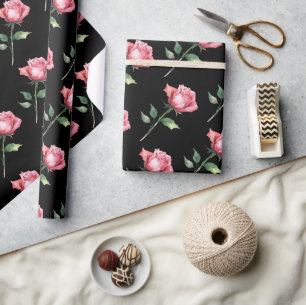 Rosa Rosenmuster Geschenkpapier
