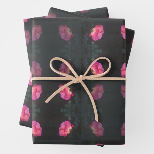 Rosa Rosenmuster Geschenkpapier Set (Beispiel)