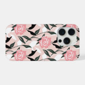 Rosa Rosenmuster iPhone Hülle (Rückseite (Horizontal))