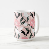 Rosa Rosenmuster Kaffeetasse (VorderseiteRechts)