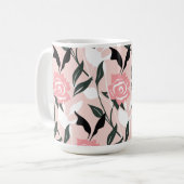Rosa Rosenmuster Kaffeetasse (Vorderseite Links)