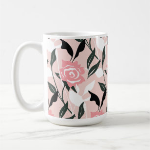 Rosa Rosenmuster Kaffeetasse