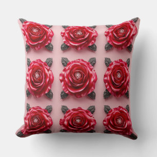 Rosa Rosenmuster Kissen