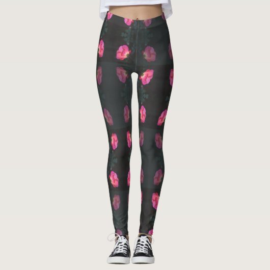 Rosa Rosenmuster Leggings (Vorderseite)